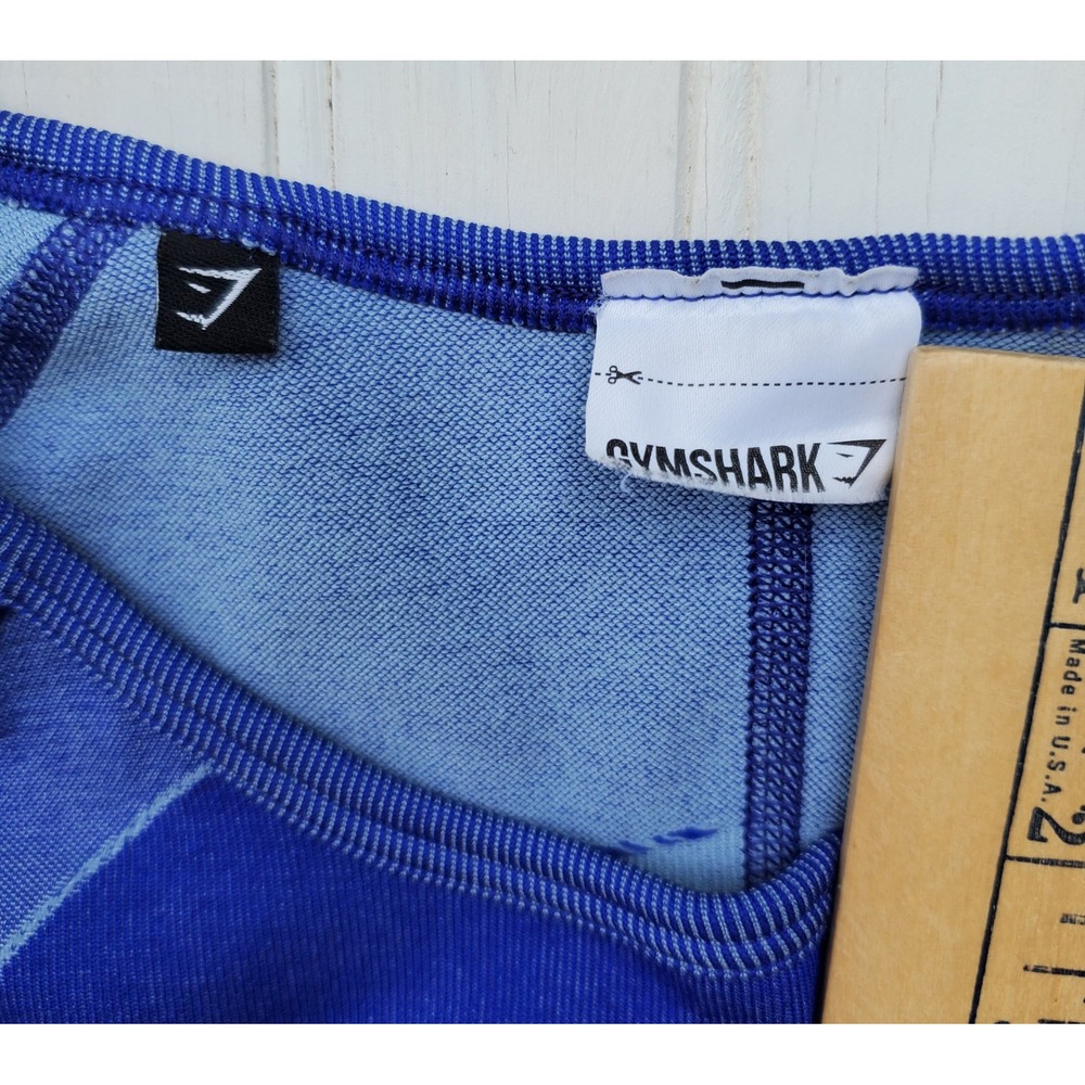 Gymshark Energy+ Seamless Long Sleeve Crop Top Blue Marl Open Back Workout Small - Picture 5 of 5